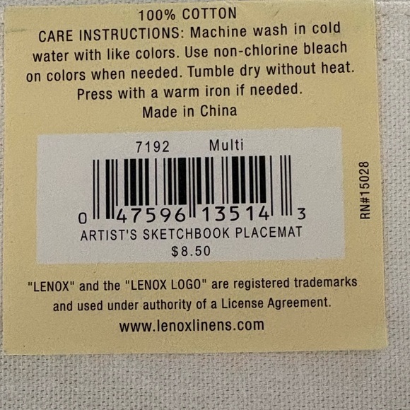 Lenox Butterfly Meadow/Artist's Sketchbook Placemats set of 10 - Picture 8 of 12